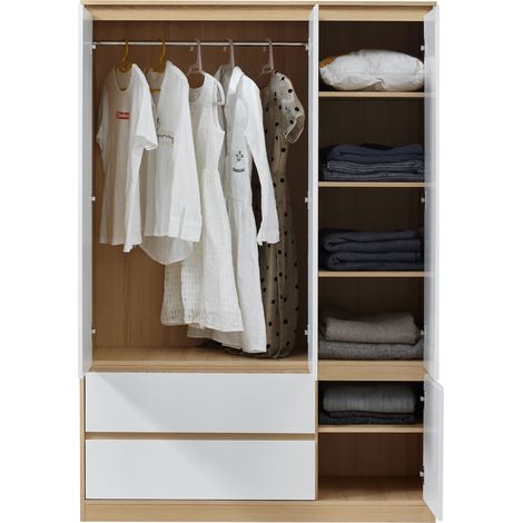 Armadio Guardaroba Bastheim con 6 Scomparti 176 x 120 x 52 cm Effetto Rovere [en.casa] (1/5)