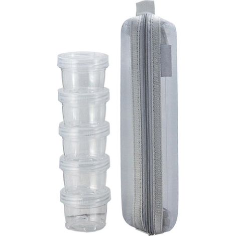 Boîte à épices empilable 5x, transparente, idéale pour le camping et les pique-niques. Rangement facile pour vos épices en extérieur.-grey