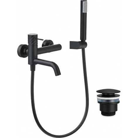 IMEX - Grifo monomando de bañera y ducha Bless, Negro mate