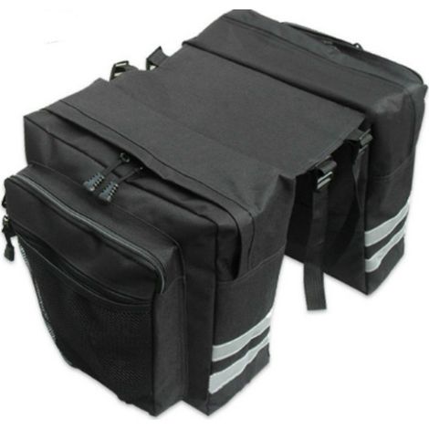Doppelte Gepäckträgertaschen für Mountainbikes, strapazierfähiges schwarzes Material, großes Fassungsvermögen, mehrere Taschen zur einfachen Aufbewahrung von Zubehör und Werkzeug, robuste Satteltasche