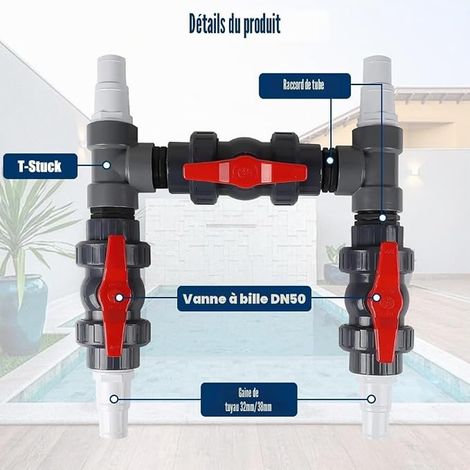 Pool Bypass Kit 50mm Pool Connector with 32mm and 38mm Hoses Bypass Kit