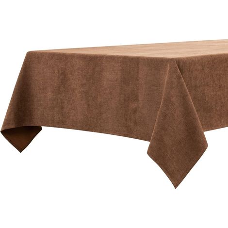 Tischdecke Kaffeebraun 140x180 cm, wasserabweisend, Microfaser-Flausch, rechteckig