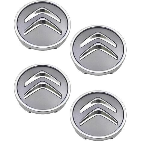 Satz mit 4 schwarzen Radkappen, für Citroën 60 mm C1 C3 C4 C5 C6 DS3, Leichtmetallradkappen, gute Stabilität (Grau) (1/5)
