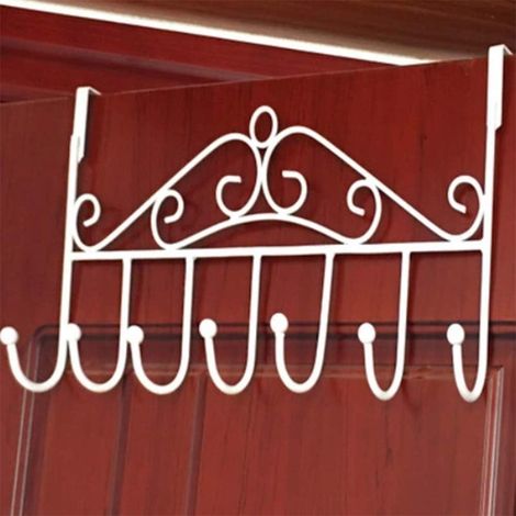 Porte-Manteaux Sur Porte - 7 Crochets En Acier - Organisateur Pour Manteaux Chapeaux Serviettes Robes - Usage Intérieur Salle De Bain Chambre Buanderie - Lot De 1 (1/5)