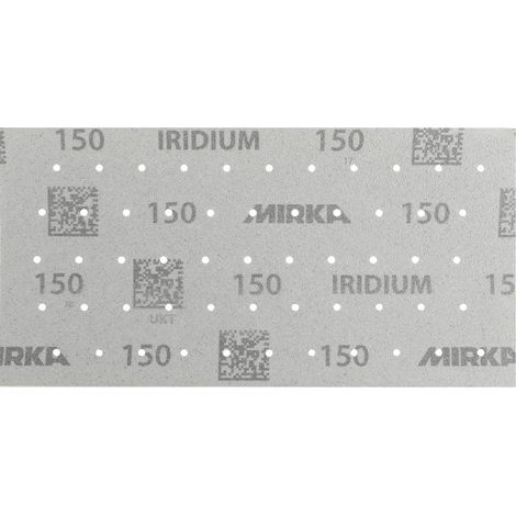 Mirka Iridium Premium carta abrasiva 115x230mm a strappo 55 fori, grana 150, 50 pz / Per la levigatura di vernice, stucco, fondo, legno, acciaio, materiali minerali, plastica