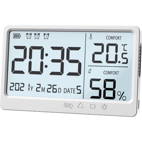 Thermomètre-hygromètre électronique LCD de haute précision avec réveil (1/5)