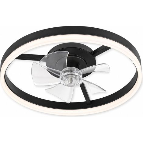 Leiser Deckenventilator mit LED-Licht, 50cm, dimmbar, 3 Farbtemperaturen, 6 Geschwindigkeiten, DC-Motor, flach, energiesparend - Schwarz (1/5)