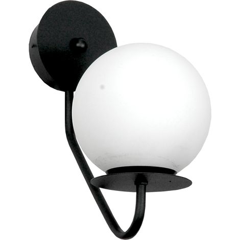 Aplique de pared negro con pantalla de cristal blanco 15-253 lupia (1/2)