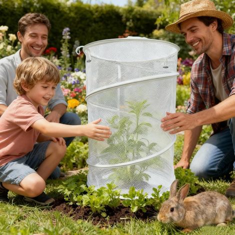 Protection des Contre Les Animaux - Ronde, réutilisable, Pliable, Respirante, avec Barres de Support, Filet de de Jardin - pour Pot (1/5)