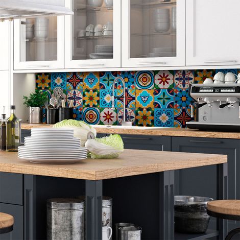 Sticker Mural Carrelage adhésif Cuisine Salle de Bain - 9 STICKERS CARRELAGES AZULEJOS AURORIA - 9stickers10x10cm (1/5)