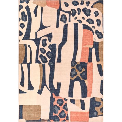 Area Rug Multicolour Fabric 160 x 230 cm Modern Abstract Pattern Living Room Bedroom For Underfloor Heating Anti-Slip Bottom INHISAR (1/5)