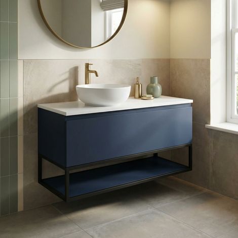Ceramia Nouveau Badezimmermöbel 120 cm, FSC-zertifiziert, dunkelblau (CERAMIA-1DB120)