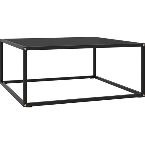 Table Basse Bout de canapé Table d’Appoint Salon Noir avec verre noir 80x80x35 cm BV55104 (1/5)