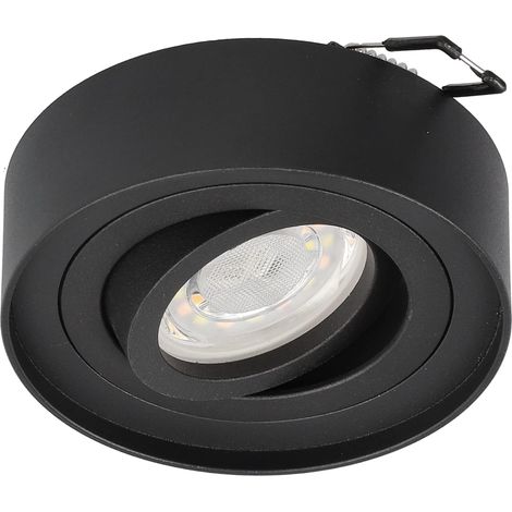 Spot à encastrer simple rond noir Projecteur Plafonnier à encastrer Plafonnier à encastrer en aluminium Plafonnier sans source de lumière (1/4)