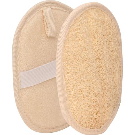 Esponja de lufa de doble cara, guante de algodón, exfoliante, para cuerpo, rostro y baño. (1/5)
