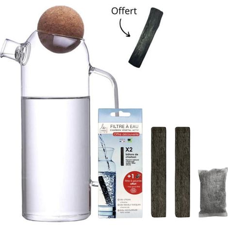 Kit Carafe Filtrante En Verre 1 L - Pack Découverte Au Charbon Actif (1/5)