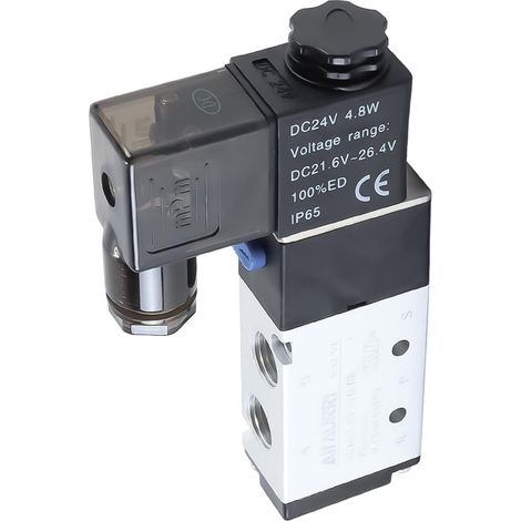 Électrovanne Pneumatique DC24V 2 Positions 5 Voies 1/4 Pouce, Vanne De Régulation Électromagnétique Avec Régulateur De Gaz En Aluminium De 6 Mm (1/5)