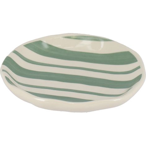 Piatto di sapone Nola a strisce color salvia