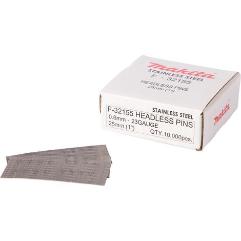 10 000 Finettes 23 Ga 25 mm galvanisés pour cloueurs pneumatiques et à batterie MAKITA F-32155 (1/2)