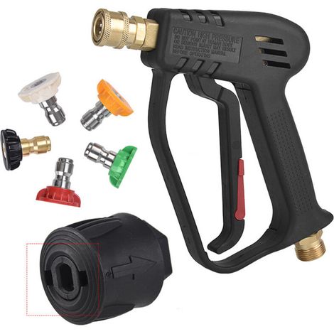 Pistolet de nettoyage haute pression avec 5 buses colorées et connexion rapide des buses. (1/5)