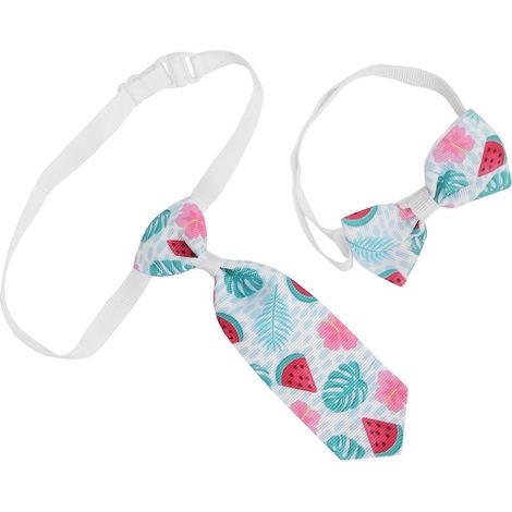 Ensemble de cravates pour animaux de compagnie, nœud papillon ajustable à motif pastèque, pour chiens et chats. (1/3)