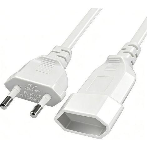 2 M Euro Rallonge de Câble, Câble d'extension Fiche Type C Euro vers Prise Type C, Rallonge Câble Euro Électrique pour TV PC Moniteur Console de Jeux, Appareils Électroménagers (1/5)