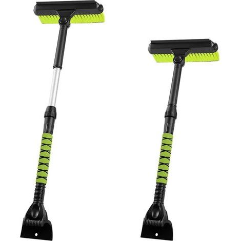 Balai à neige télescopique 80cm, grattoir à glace multifonction pour voiture, brosse déneigement avec tête rotative 180°, manche aluminium et poignée mousse EVA, outil hivernal pour pare-brise et toit (1/5)
