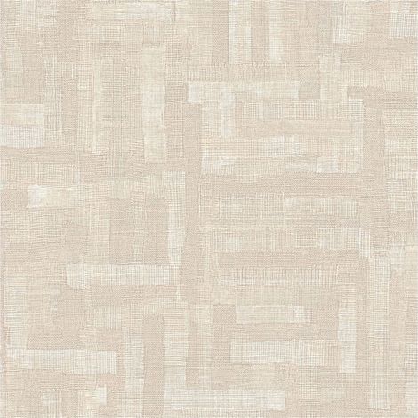 Empapelado estilo étnico Profhome 782041 papel pintado vinílico estampado en caliente tejido non tejido texturado de aspecto textil mate beige blanco-crema gris seda 5,33 m2