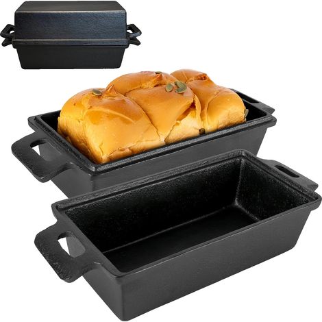 Teglia per il pane in ghisa, 22,9 × 12,7 cm, 4,5 litri, compatibile con piani cottura a induzione, fino a 450 °C, superficie lucida. (1/5)