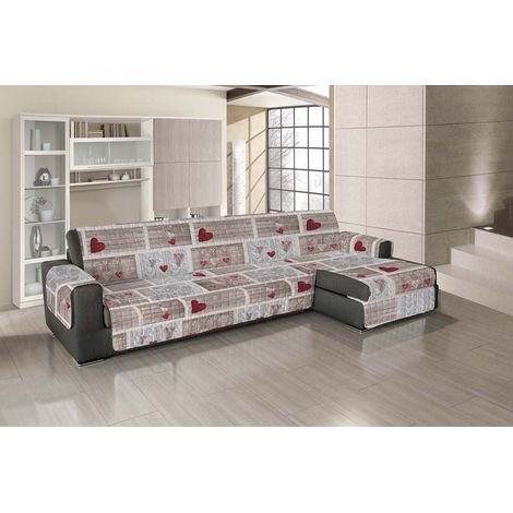 Copridivano Universale Con Penisola Trapuntato Made in Italy Antiscivolo Copri Seduta Protegge da Cani e Gatti Salva Divano Idrorepellente Shabby rosso - 240 cm