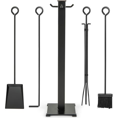 COSTWAY 5 Pieces Fireplace Tools Set 81cm Modern Metal Fireside Accessories (1/5)