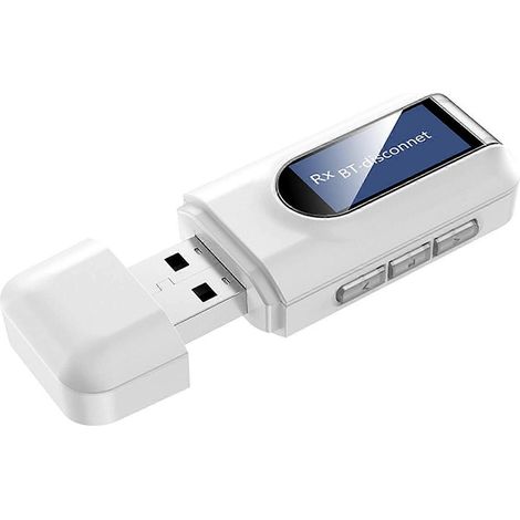 Adaptateur Bluetooth USB 5.0, adaptateur audio Bluetooth USB 2 en 1 pour TV, ordinateur et voiture (récepteur et émetteur Bluetooth 5.0). (1/5)