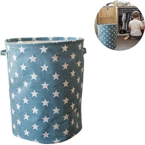 Panier à linge pliable, imperméable, rond, bleu (1/5)
