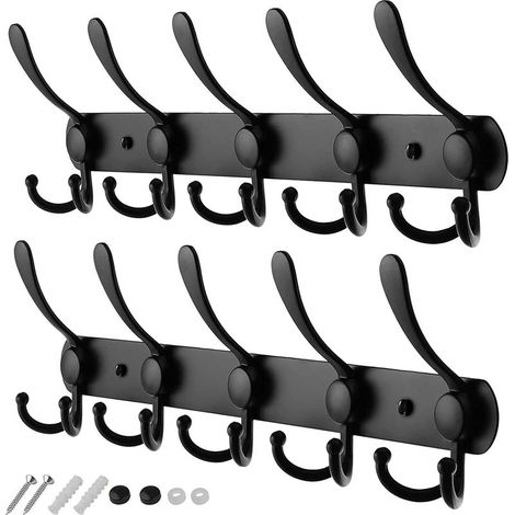 LaBlanc – 2er-Set Wandgarderobenhaken, robuste Wandgarderobenhaken, hochwertiges Design, rostfreie Wandhaken für Bademäntel und Kleidung (1/5)