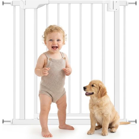 Bohrfreies Kindersicherheitsgitter mit automatischer Schließung, für Küche und Treppe, 76–82 x 76 cm, weiß (1/5)