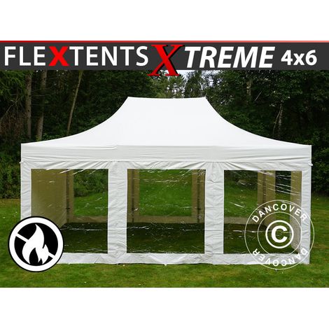 Pop up Gazebo FleXtents Xtreme 50 Heavy Duty 4x6 m White, incl. 8 sidewalls