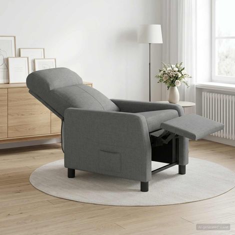 vidaXL Recliner Gris oscuro Tela (1/5)