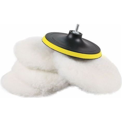 5pcs tao 150mm Bonnet de polissage + Disque de polissage Laine Éponge de polissage Tampon de polissage Tampon de polissage avec adaptateur de perceuse M14 pour machine à polir