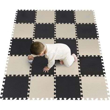 40Pcs Foam Baby Play Mats 30x30x1cm EVA Baby Floor Tiles Thick Soft Floor Interlocking Mat Waterproof High-Resilience Foam Floor Puzzle Mat for Children's Play and Crawl (Black and White) (1/5)