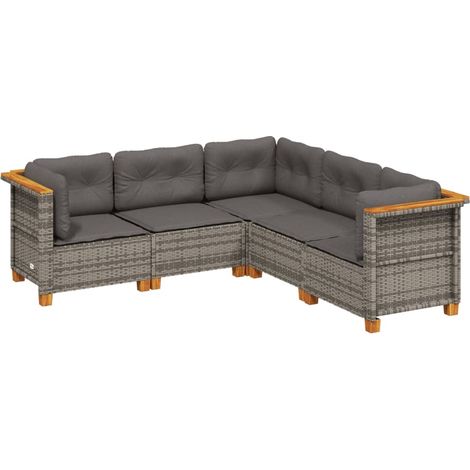 Maison Exclusive - 5-tlg. Garten-Sofagarnitur mit Kissen Grau Pol