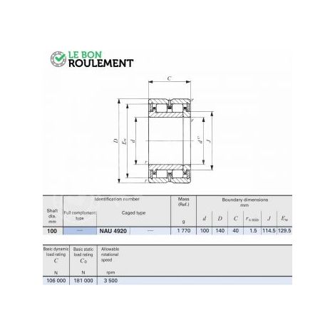 Roulement à rouleaux cylindriques NAU4920-IKO