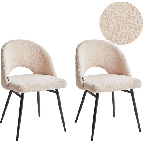 Conjunto de 2 sillas de comedor modernas tapicería de tela bouclé respaldo rebajado asiento salón comedor beige Onaga (1/5)
