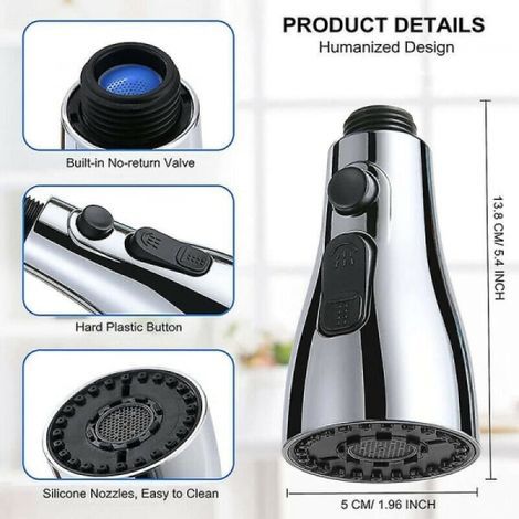 Douchette de robinet de cuisine en promotion, 3 modes - Buse de robinet de cuisine à 360°, pommeau de robinet, douchette d'évier, rallonge de robinet de cuisine (1/4)