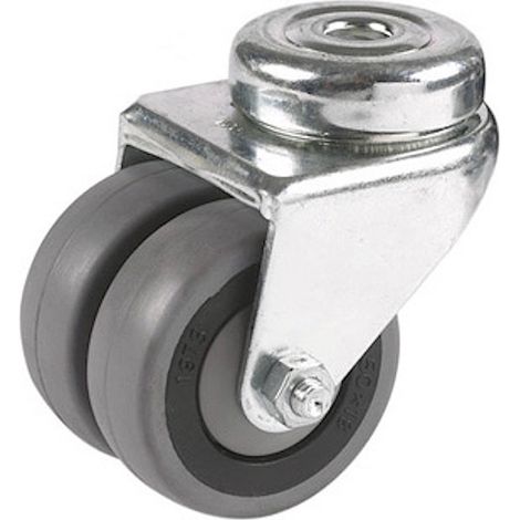 Roulette OEIL JUMELÉE pivotante diamètre 50 mm caoutchouc GRIS - 60 Kg