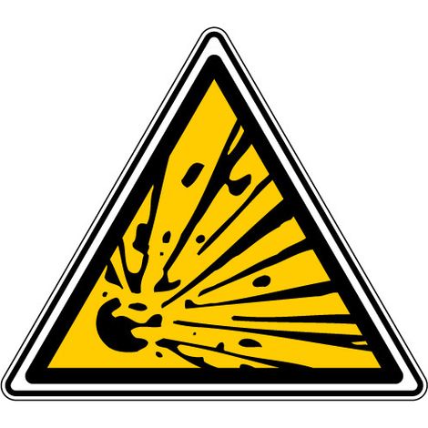 Panneau danger matières explosives - Adhésif 125x125 mm - Conforme à la norme ISO 7010