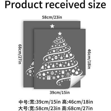 Stickers sapin de Noël pour vitrines, décorations de magasin, stickers électrostatiques pour vitrines et portes - Taille moyenne (39 x 46 cm) - JDT5259