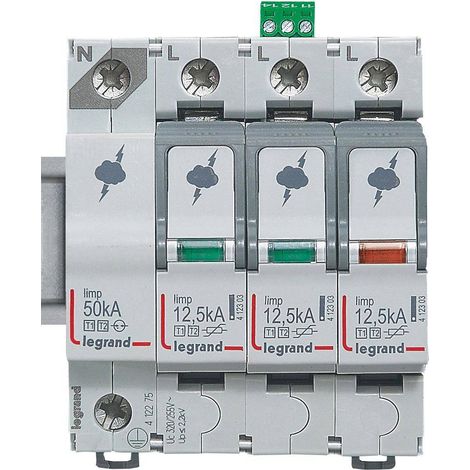 Legrand – Parafoudre 3 phases – Tension 12.5kA – Neutre T1/T2 – Protection contre surtensions – Pour installations électriques professionnelles (1/3)