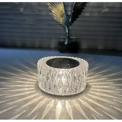 Lampe LED en cristal, lampe de table en cristal diamant 3 couleurs changement de couleur contrôle tactile lampe de chevet avec ligne USB lampe de chevet,126cm (1/4)