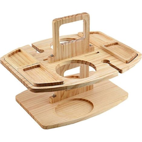 FLITI Picknick-Weinregal aus Holz, korrosionsbeständig, abnehmbarer Picknick-Weintisch mit Obsttablett für den Außenbereich (1/4)