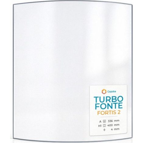 Vitre Turbo Fonte FORTIS 2 - Verre Courbe pour poêle à bois - 336 x 400 mm (A x H) - 4 mm (1/5)